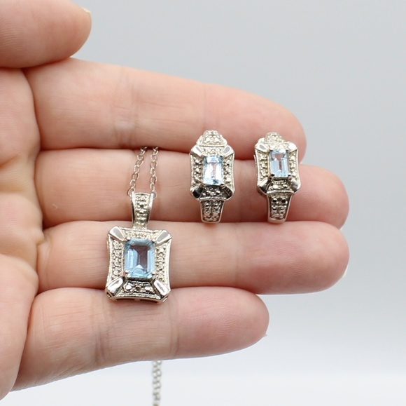 Jewelry | Blue Topaz And Silver Necklace And Earrings | Poshmark